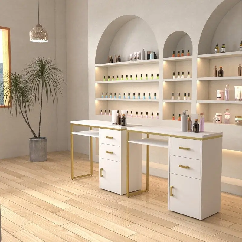 38.19 W Particle Board Computer Desk Manicure Table with 2 Drawers and 1 Cabinet