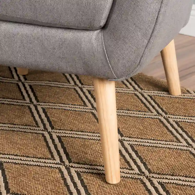 Modern 32.5 High Back Upholstered Button Tufted Wingback Chair with Rubber Wood Legs