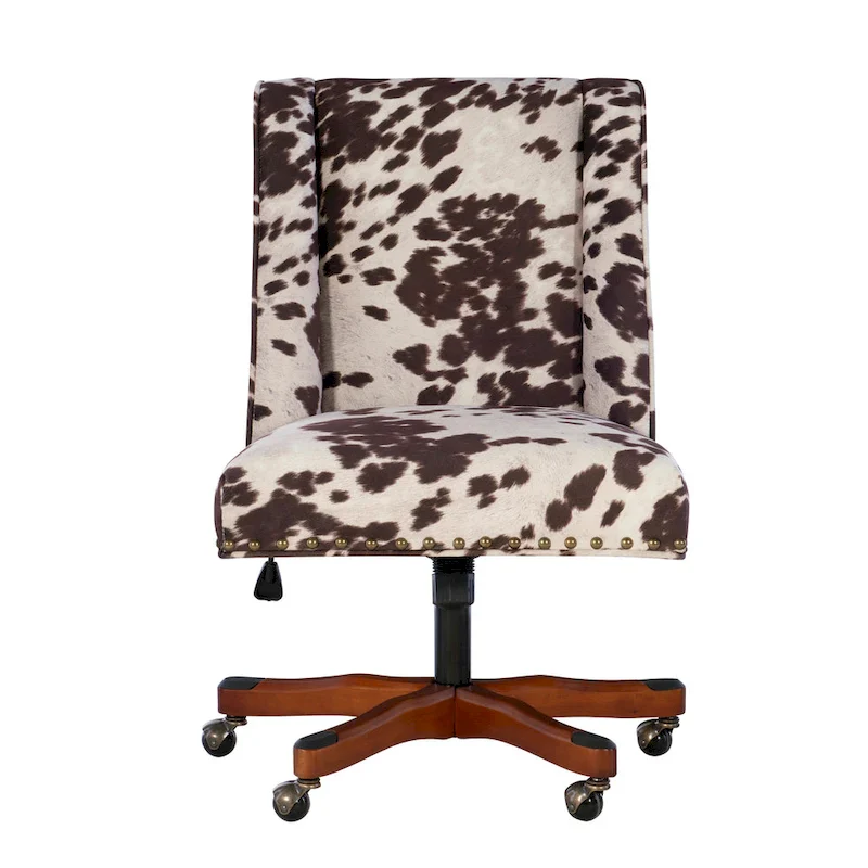 Brown & White Cow Print Plush Office Chair