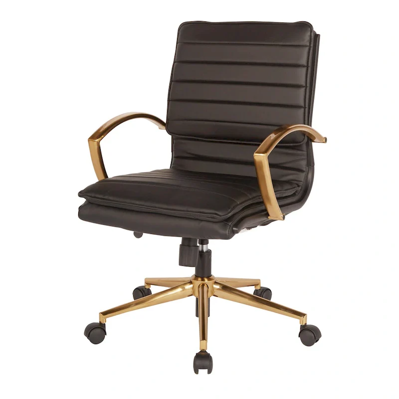 OSP Home Furnishings Gold Base Mid-back Faux Leather Office Chair