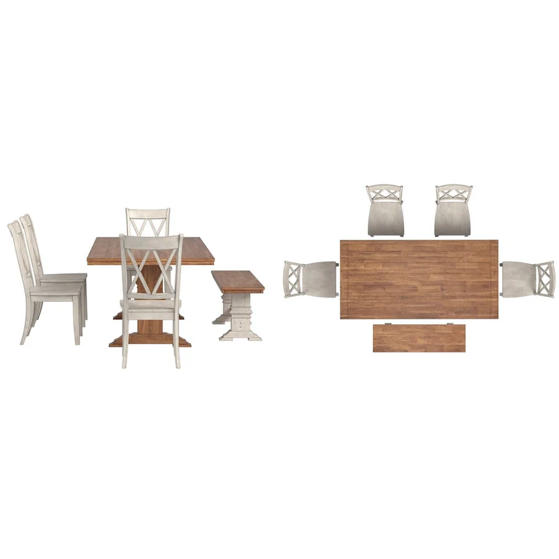 Ronda 78.7 Rectangular Solid Wood Top Dining Set with X-Back Chairs