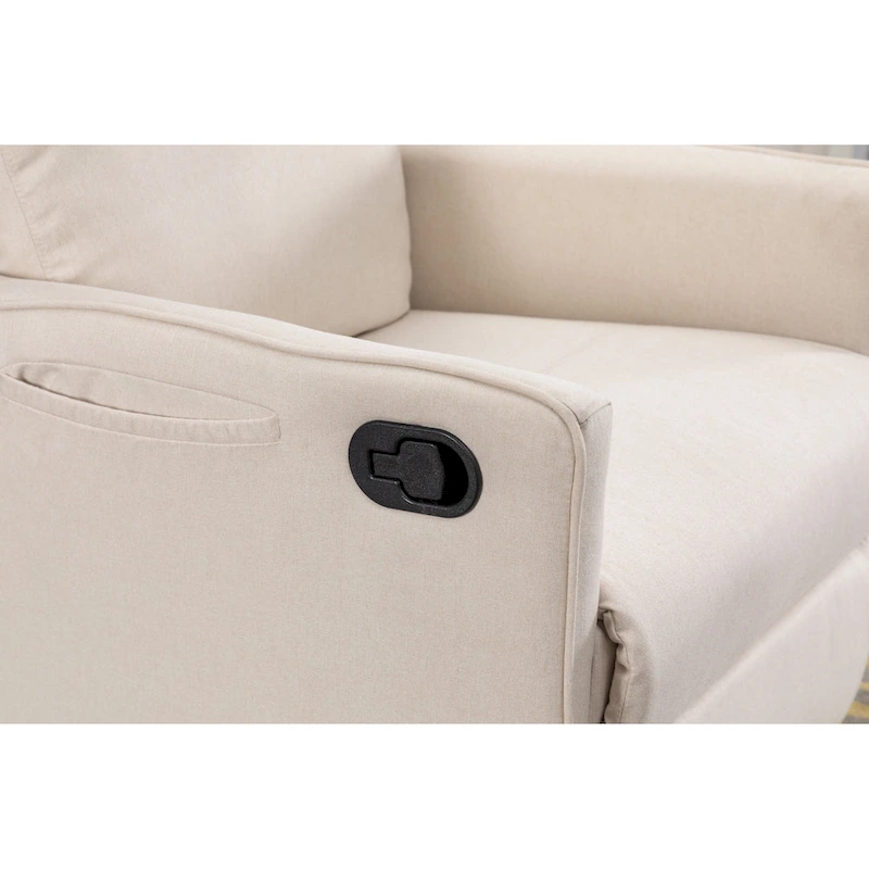 Cotton Linen Fabric Swivel Rocking Chair Glider Rocker Recliner Nursery Chair with Adjustable Back and Footrest