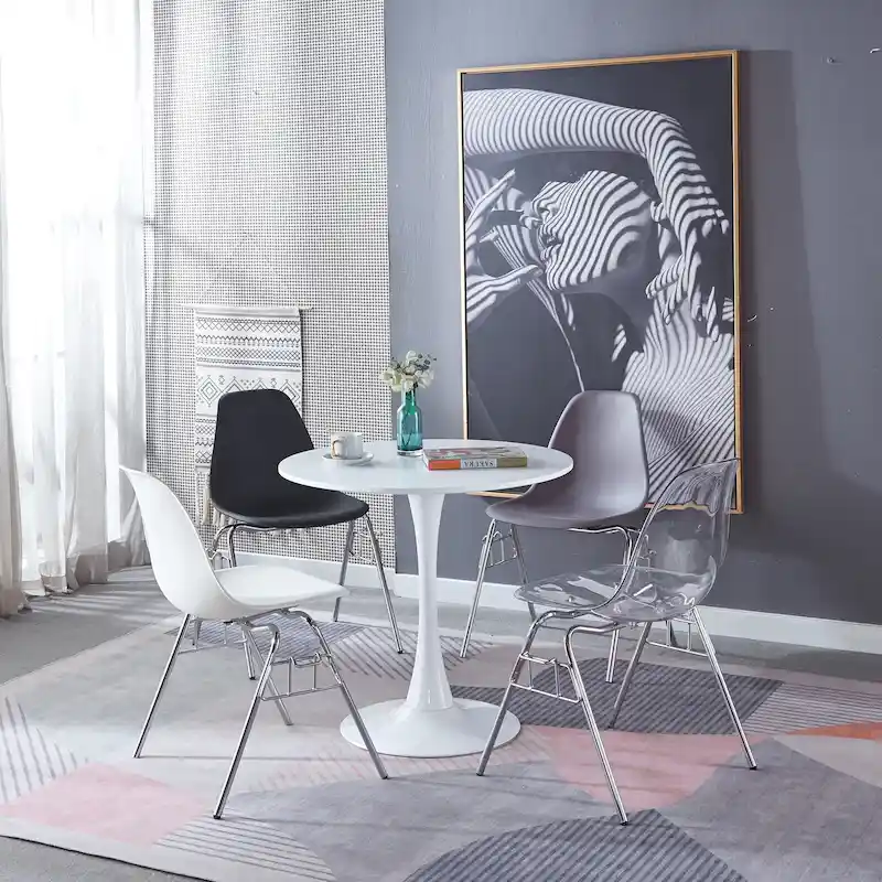 31.5White Tulip Table Mid-century Dining Table for 2-4 people With Round Mdf Table Top, Leisure Coffee Table