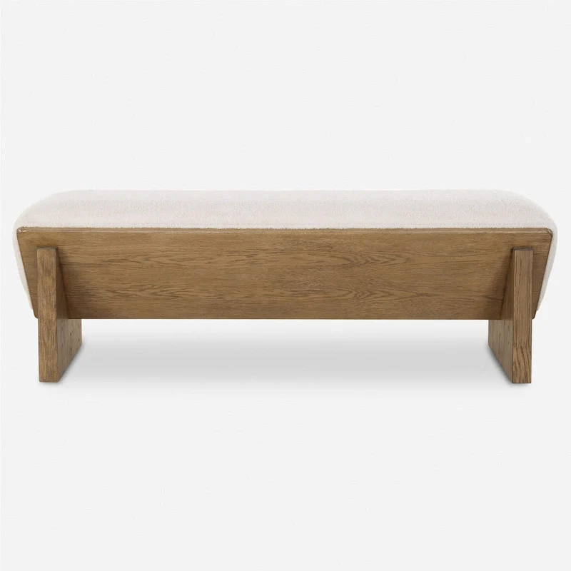 Wedged 59 Wide Wood Framed Polyester Bench