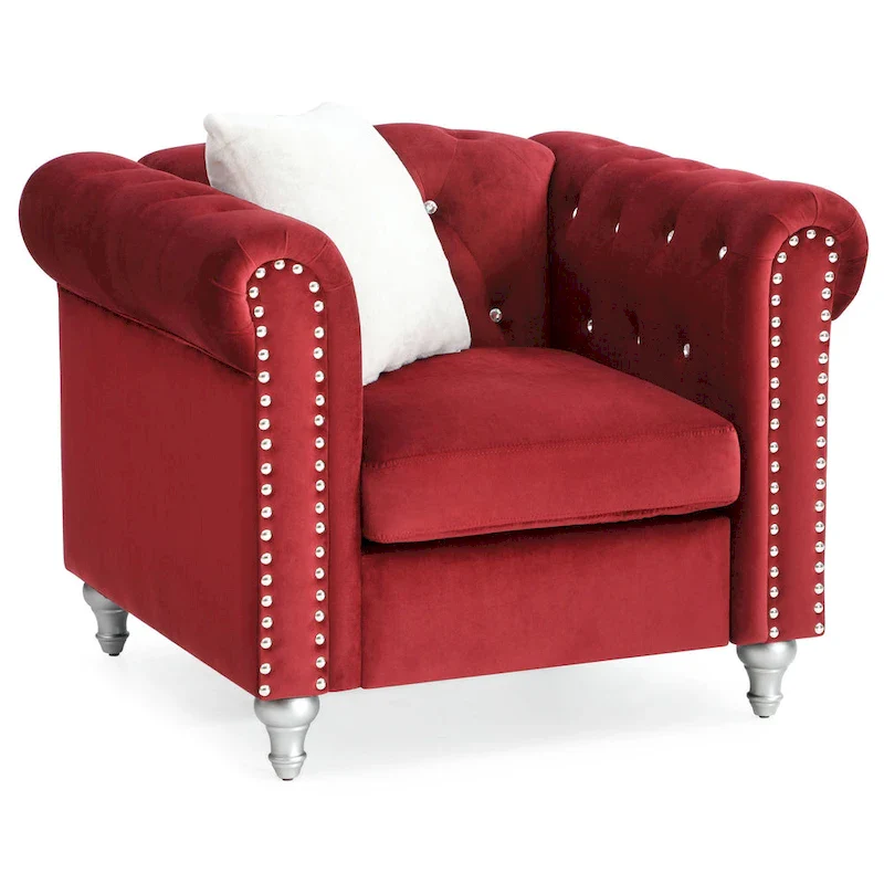 Raisa Velvet Crystal Accent Chair