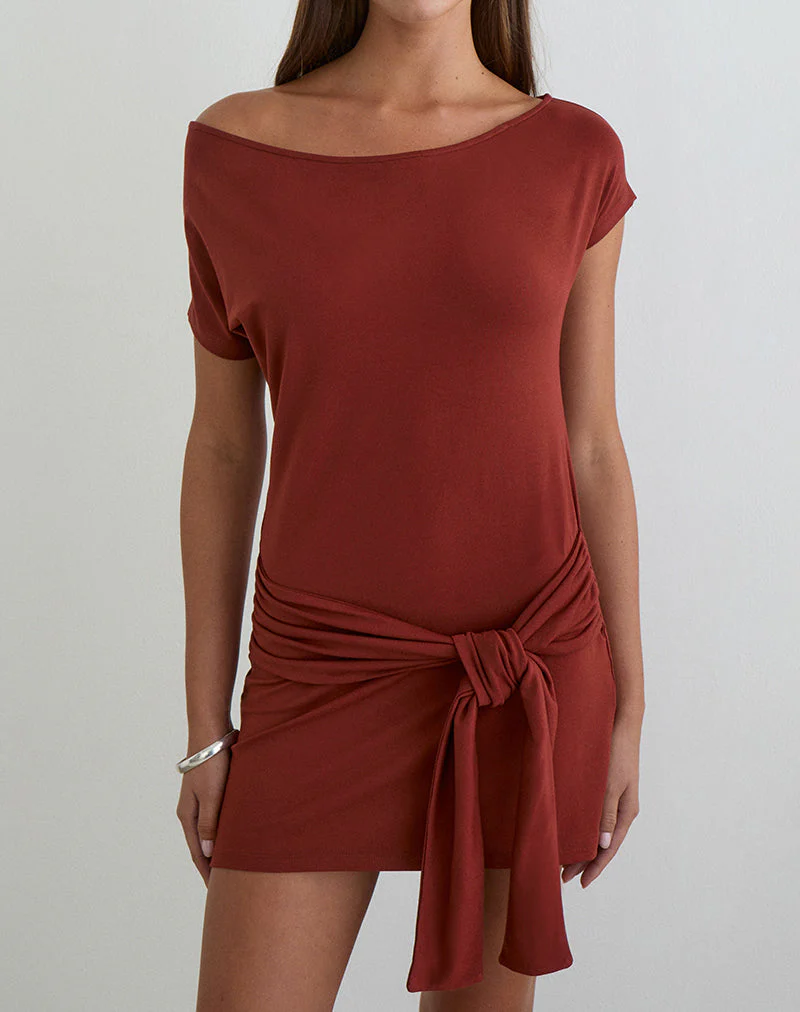 Genya Mini Dress in Jersey Fired Brick