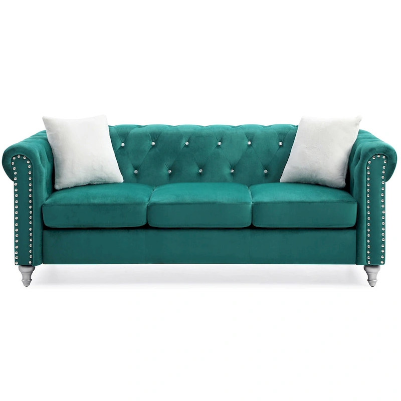 Raisa Microsuede Velvet Tufted Sofa