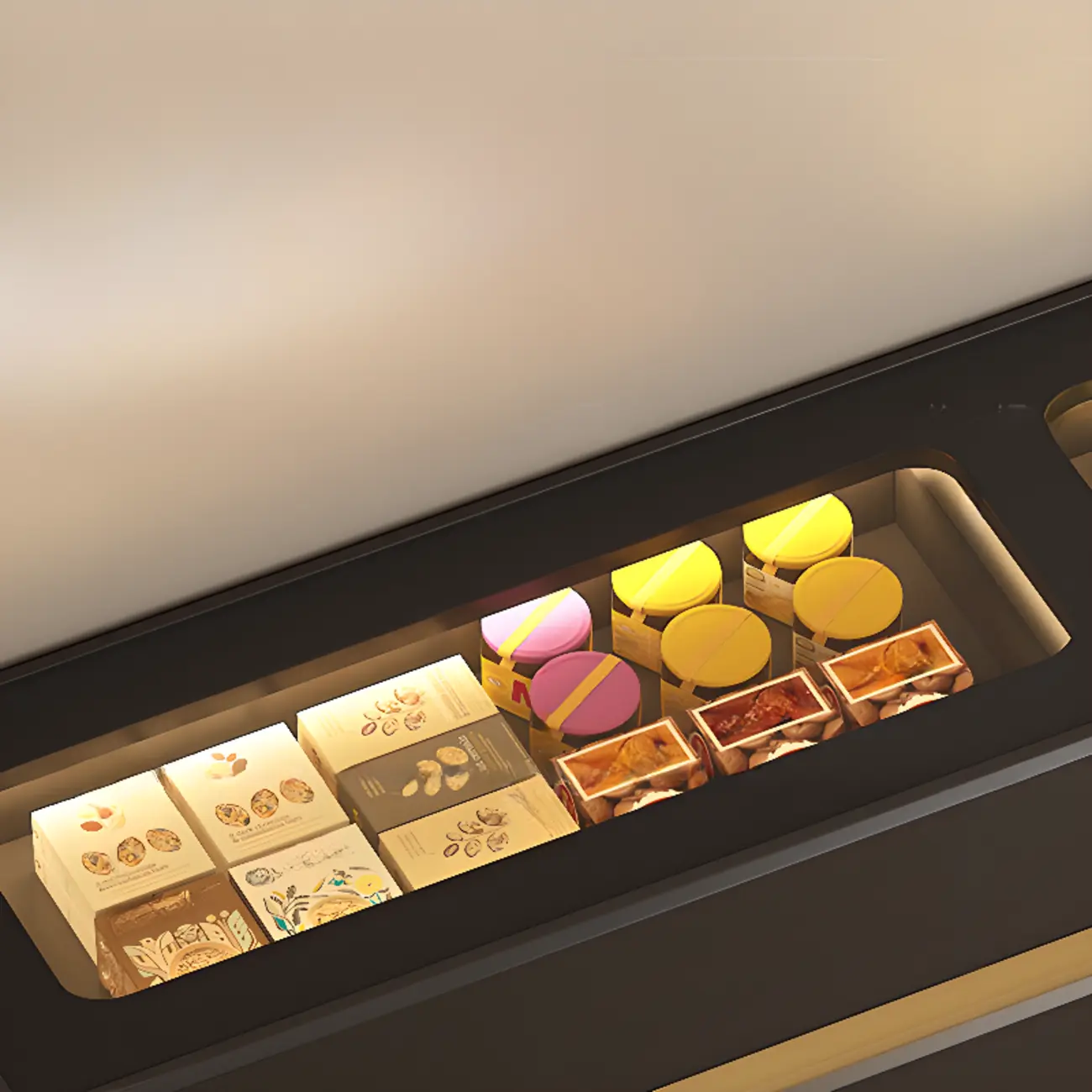 LED Light Wooden Glass Black Sideboard with Drawers Shelves