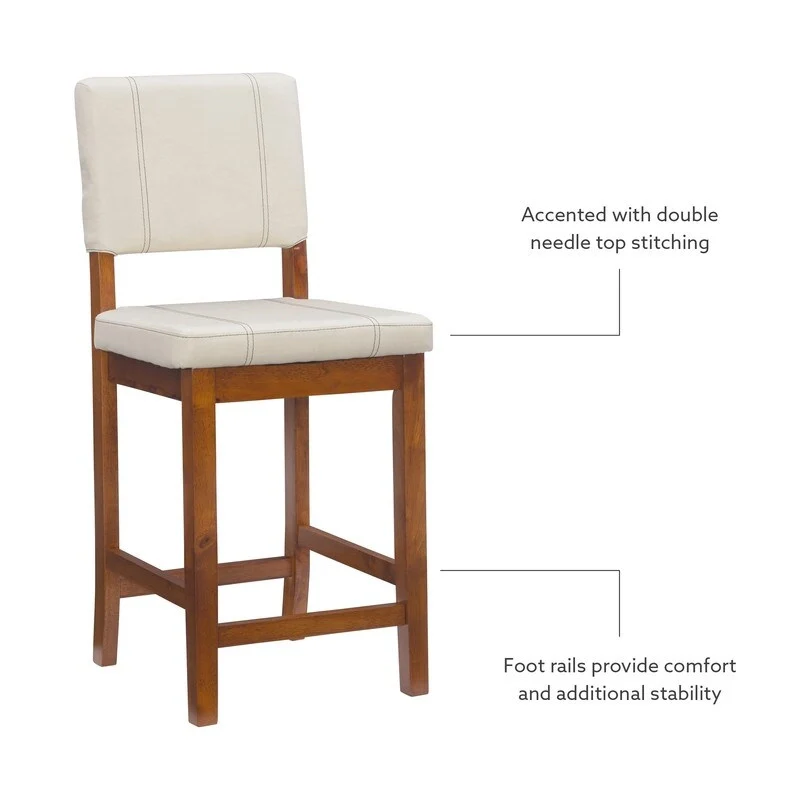 Milano Faux Leather Cream Counter Height Bar Stool