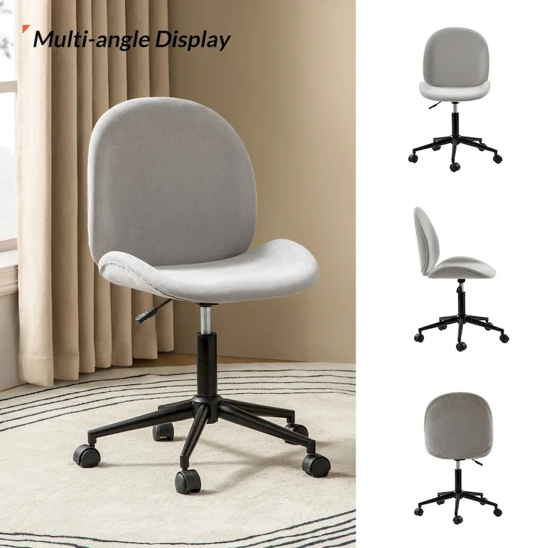 Ines Modern 0ffice Chair 360Whirling Armless With Metal Base by HULALA HOME