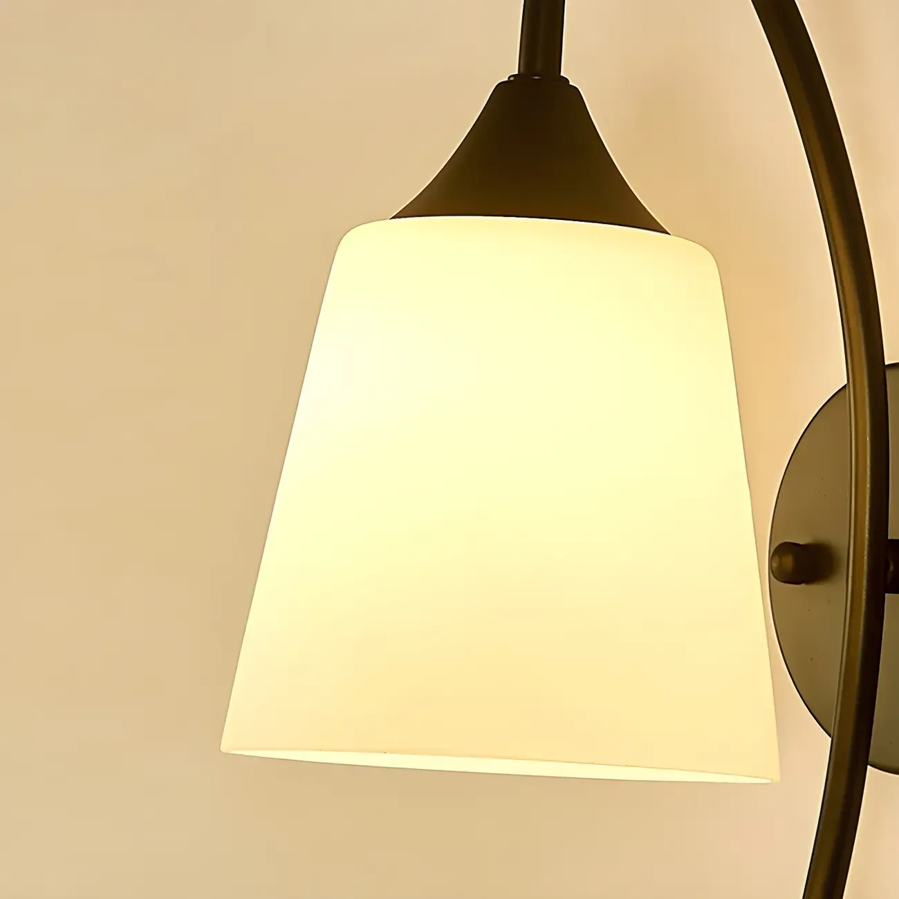 Modern Metal Black Arc Bathroom Vanity Light with Glass Shade