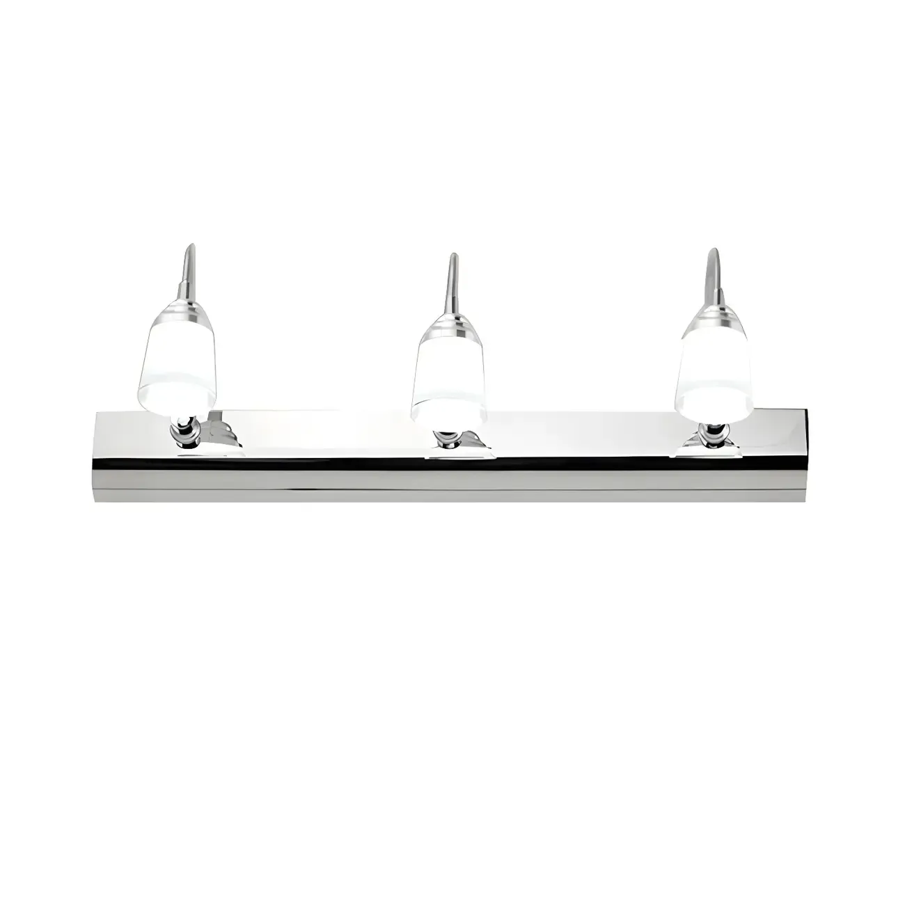 Modern Chrome LED Bathroom Vanity Light with White Shade