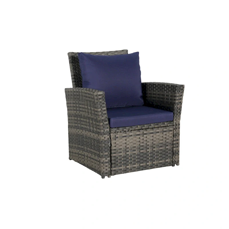 4-Piece Rattan Conversation Sofa Set with Glass Table