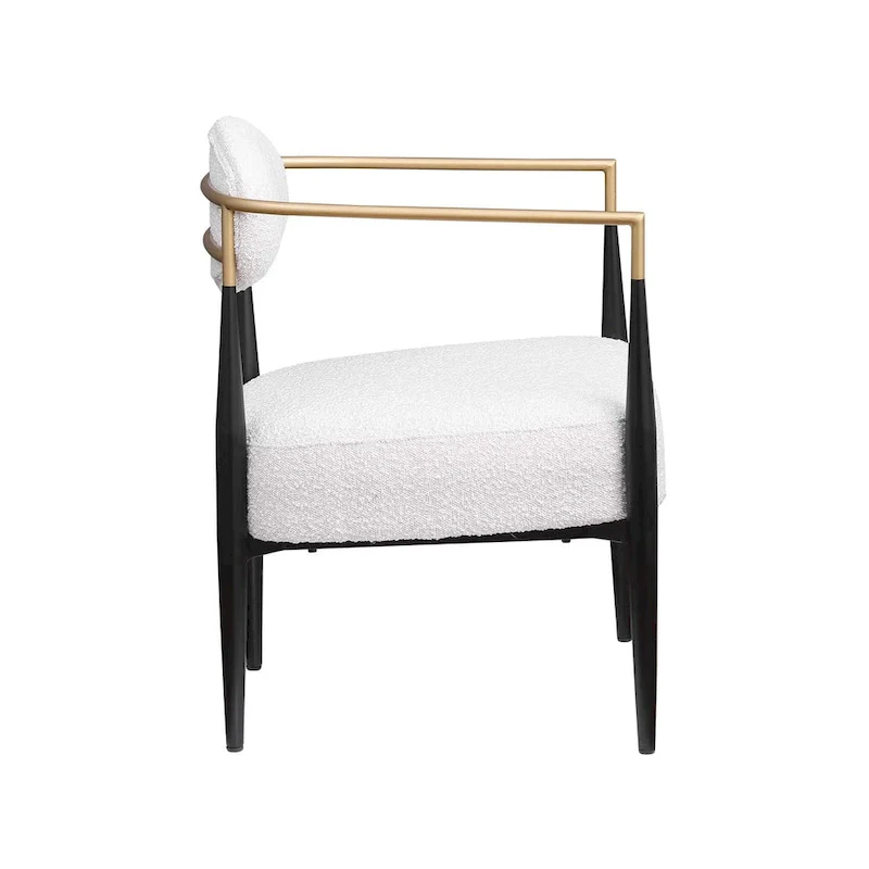 Mid-Century Armchair - Velvet/Faux Leather, Iron Frame, 24W x 30.5H, Single Seat, 330 lbs Capacity