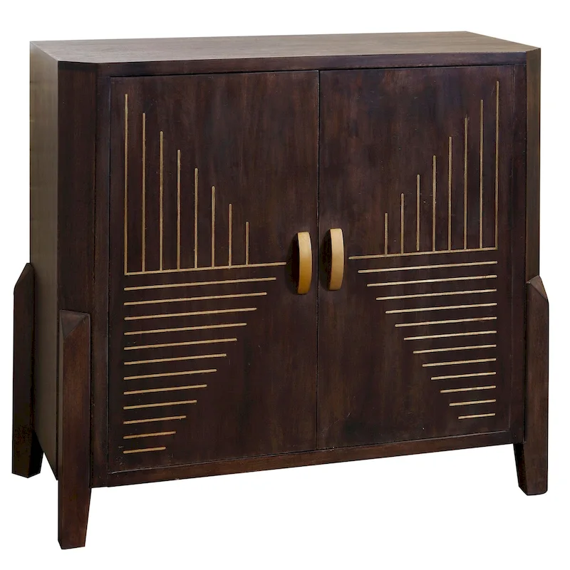 Vortex - Two Door Mango Wood Cabinet - Dark Cocoa Brown Finish