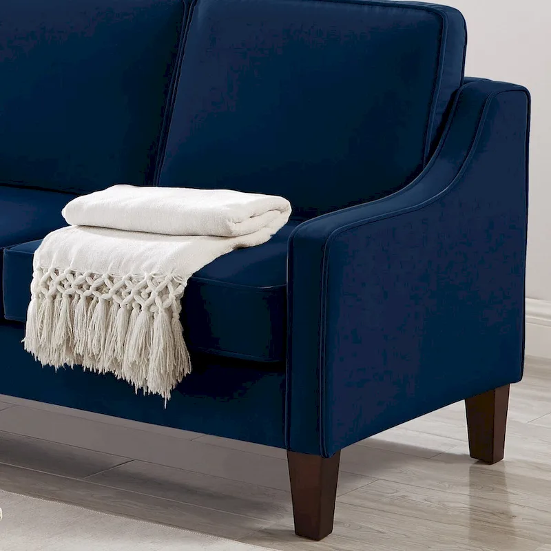 Modern Upholstered Sofa with Removable Cushions and Scooped Arms