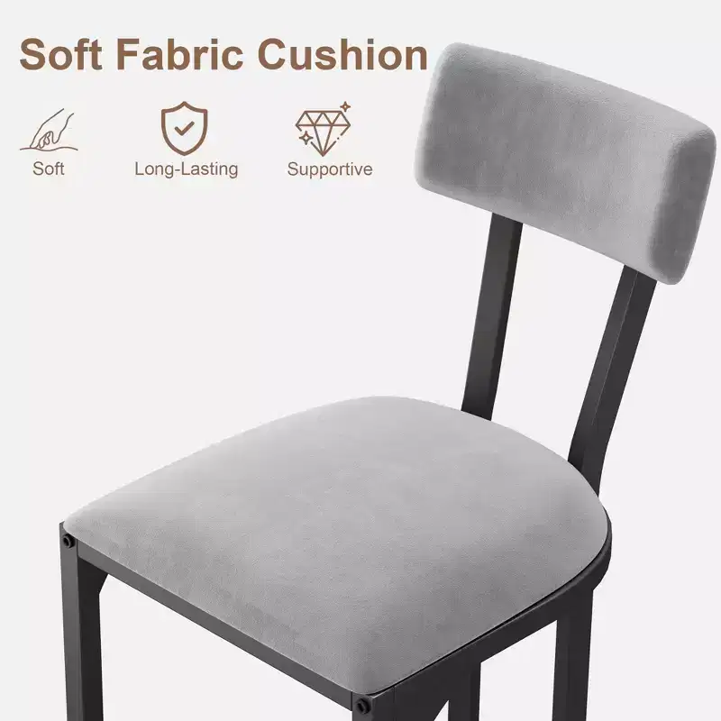 Bar Stools Set of 4, High Back Counter Height Bar Stools with White Velvet Upholstery & Gold Metal Legs, Soft Padded Kitchen Island Stools, Bar Chairs