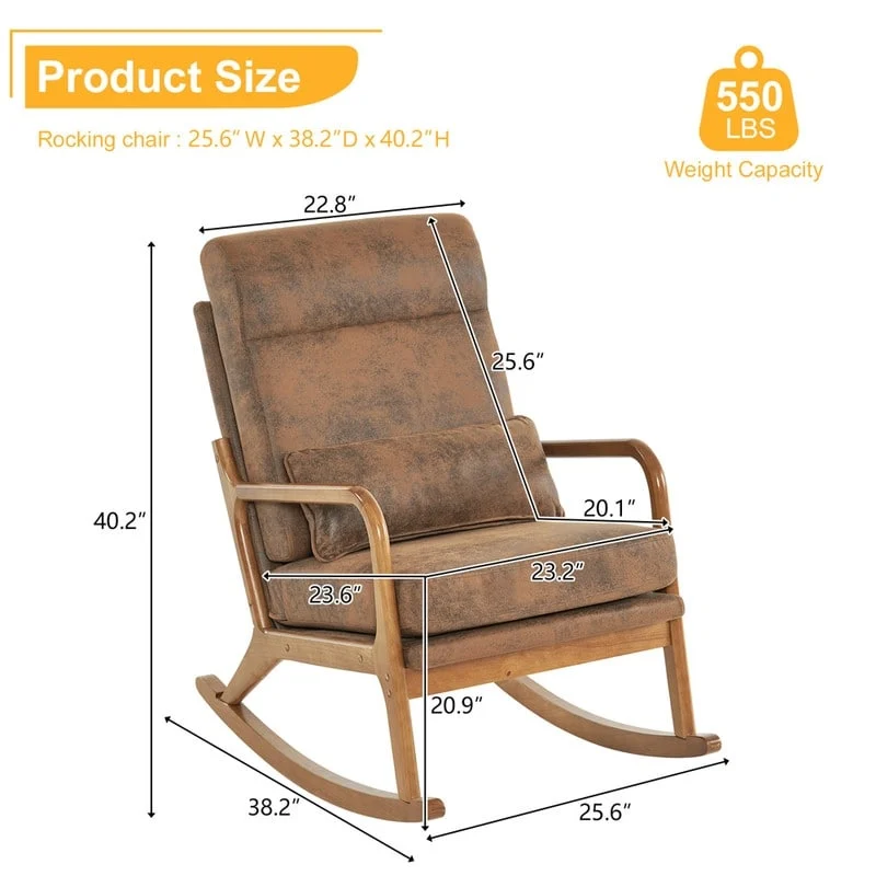 39.37 W High-Back Dual-Use Upholstered Rocking Chair/Accent Chair