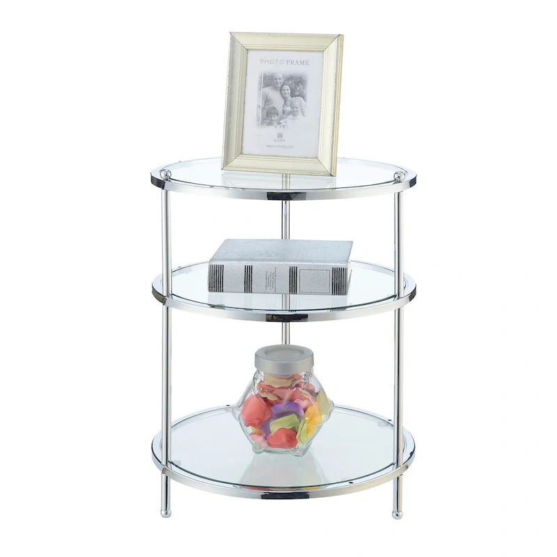 Convenience Concepts Royal Crest 3 Tier Round Glass End Table