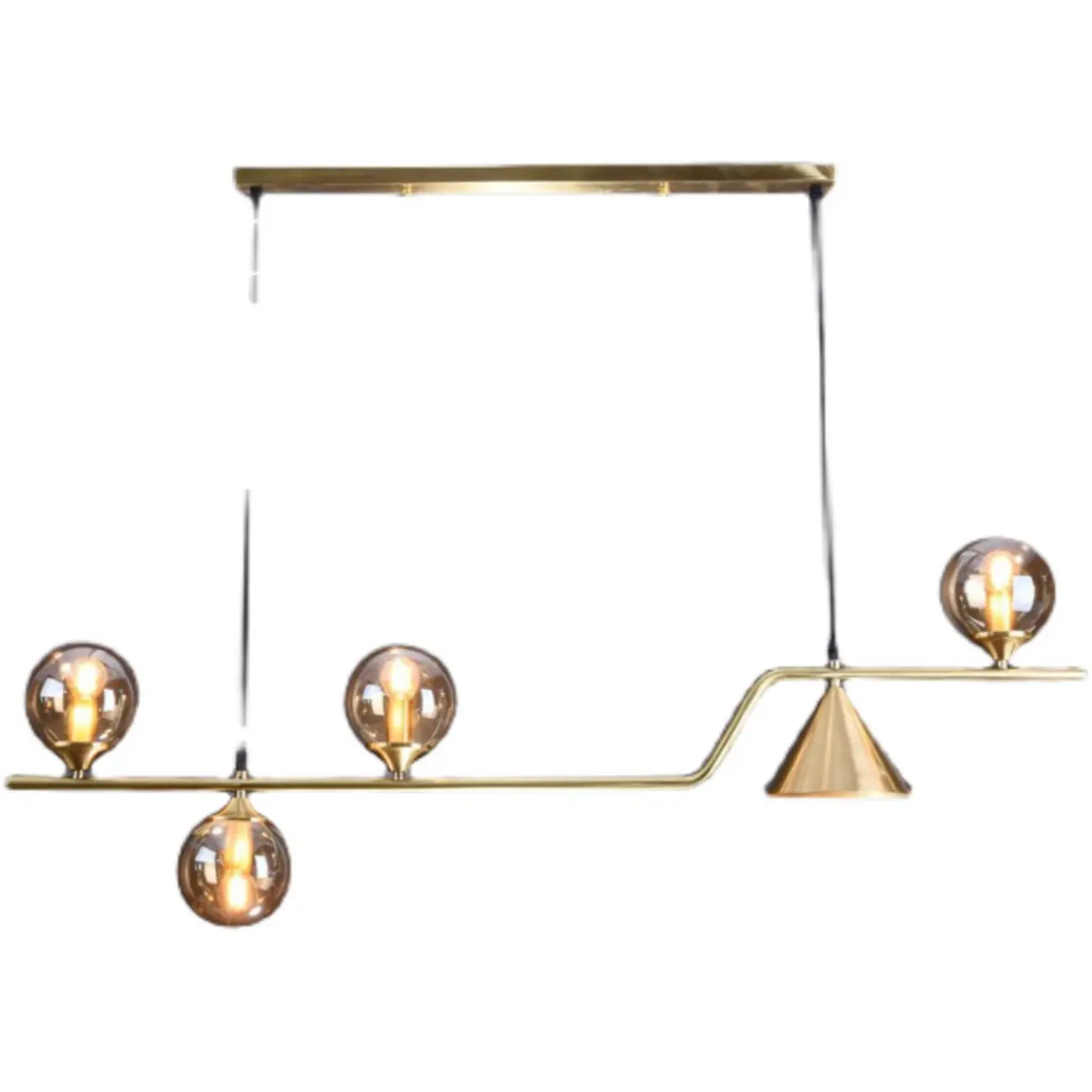 Dining Area Modern Brass Glass LED Island Pendant Light