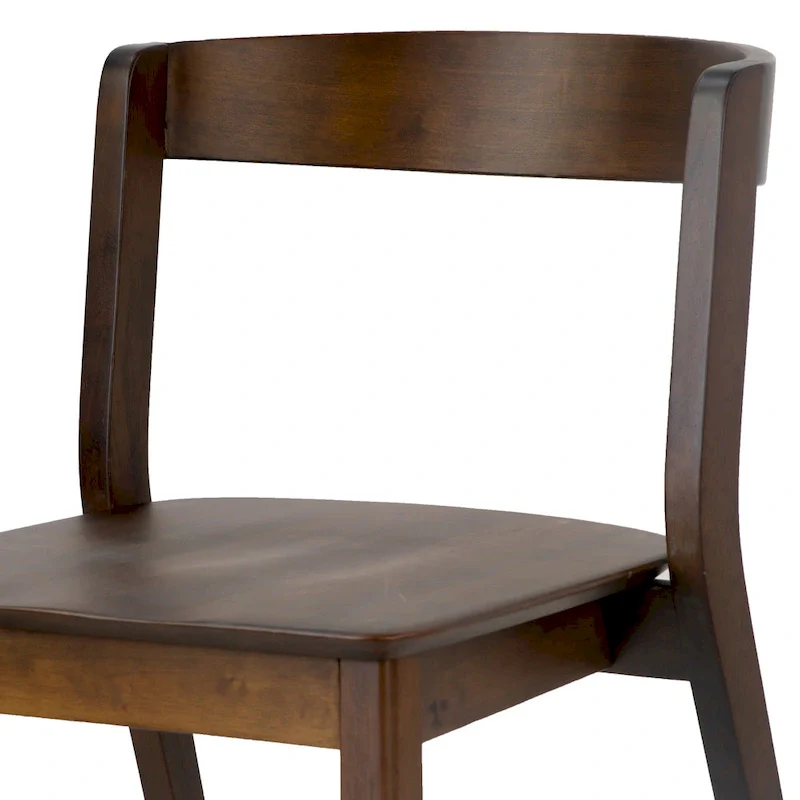 Set of 2   Dark Brown Solid Wood Chair with Curved Back