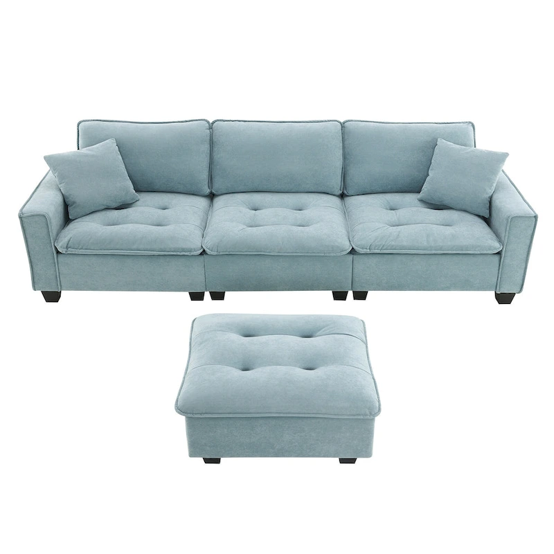 100*59 Convertible Sectional Sofa,L-shaped Reversible Couch Set with Free Pillows,4 Seat Sleeper Sofa with Ottoman