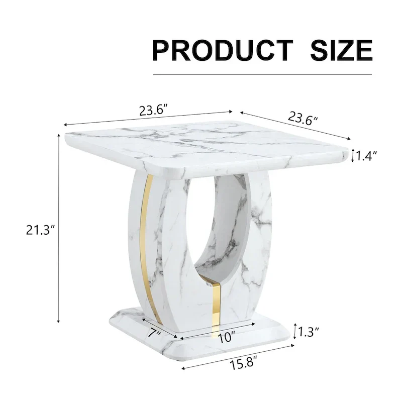 23.6 Square Coffee Table with Gold-Tone Leg Strips
