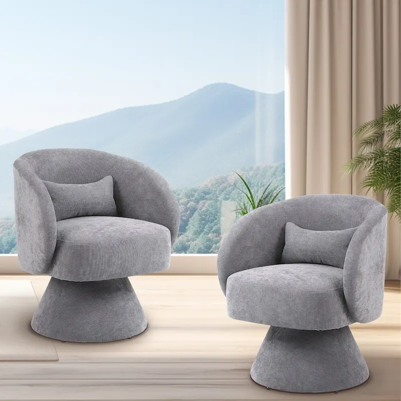 Upholstered Swivel Armchair (Set of 2)
