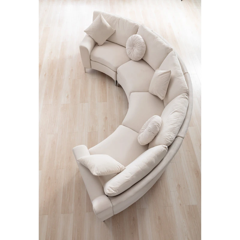 136  Velvet Semicircle couch Modular Curve Sectional Sofa