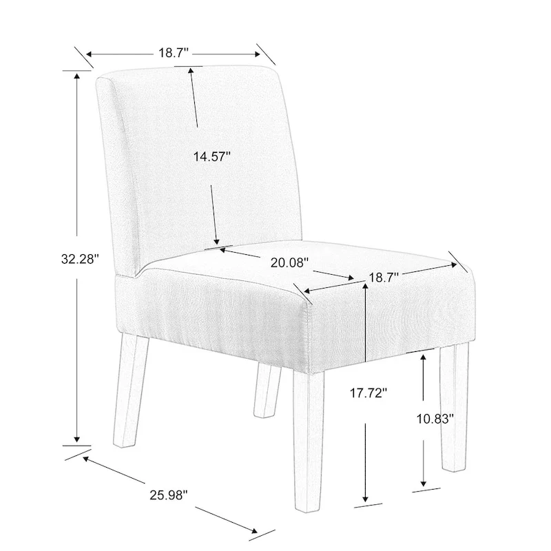Fabric Accent Chair Set with Round Wood Table - 2 Chairs (18.7