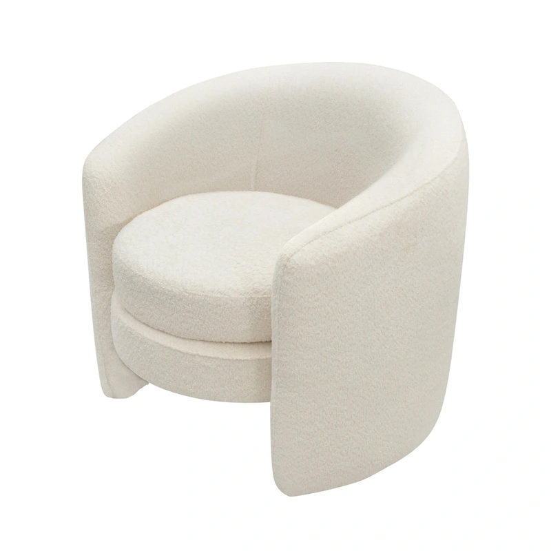 Boucle Upholstered Accent Chair with Curved Back, Plush Seating and No Assembly Required