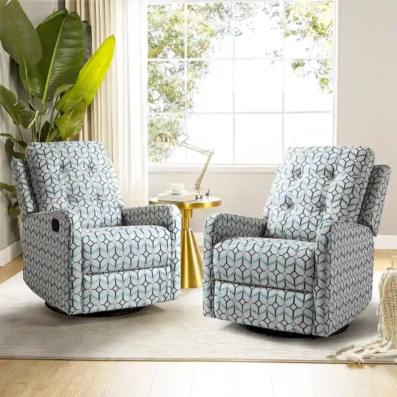 Manual Swivel Recliner with Tufted Back Set of 2