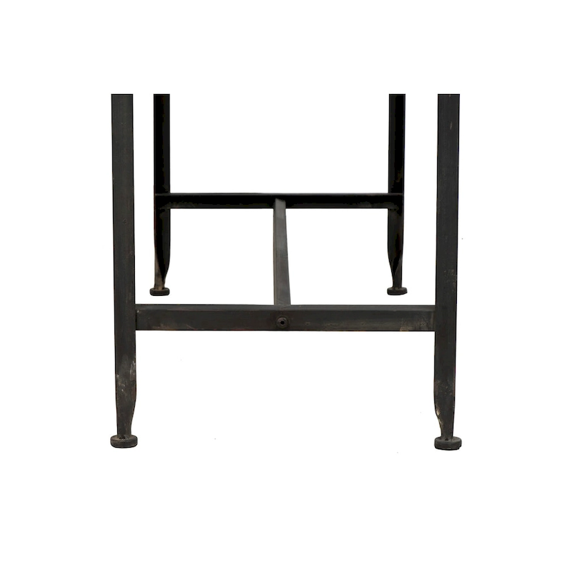 Zinc-Finished Metal and Wood Scalloped Edge Sofa Table