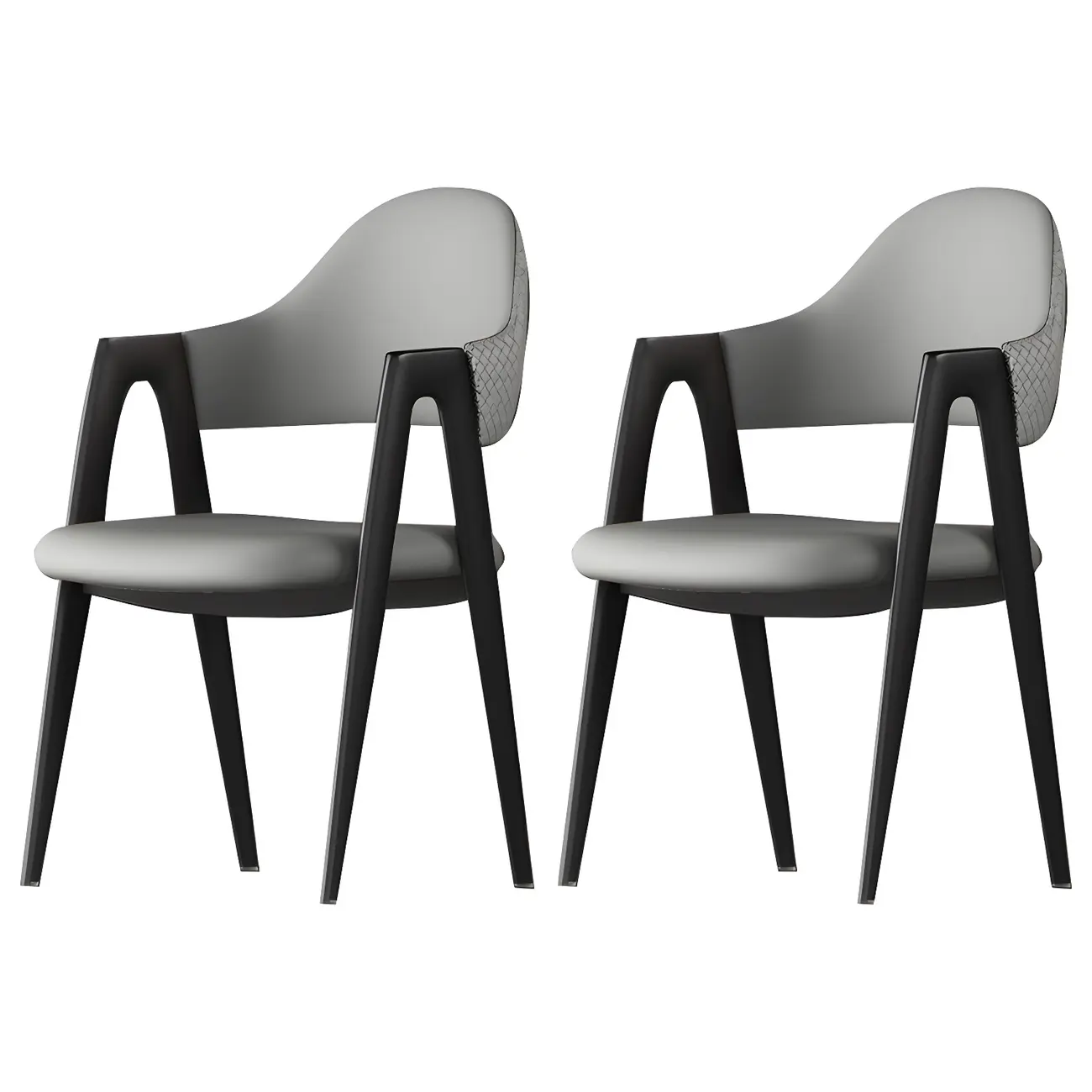 Modern Leather Curved Open Back Arm Dining Chair