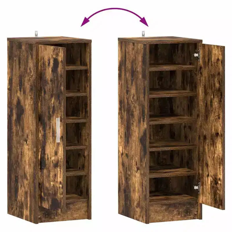 vidaXL Shoe Cabinet Smoked Oak Engineered Wood Medium Shoe Cabinet
