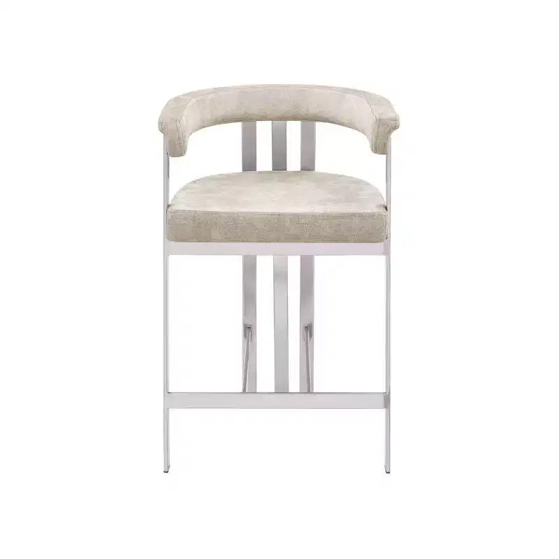 Meridian Furniture,Marcello Beige Velvet Counter Stool, Set of 2