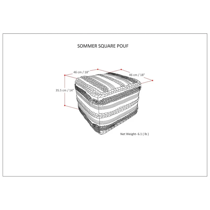 WYNDENHALL Silva Boho Square Pouf in Handloom Woven Pattern