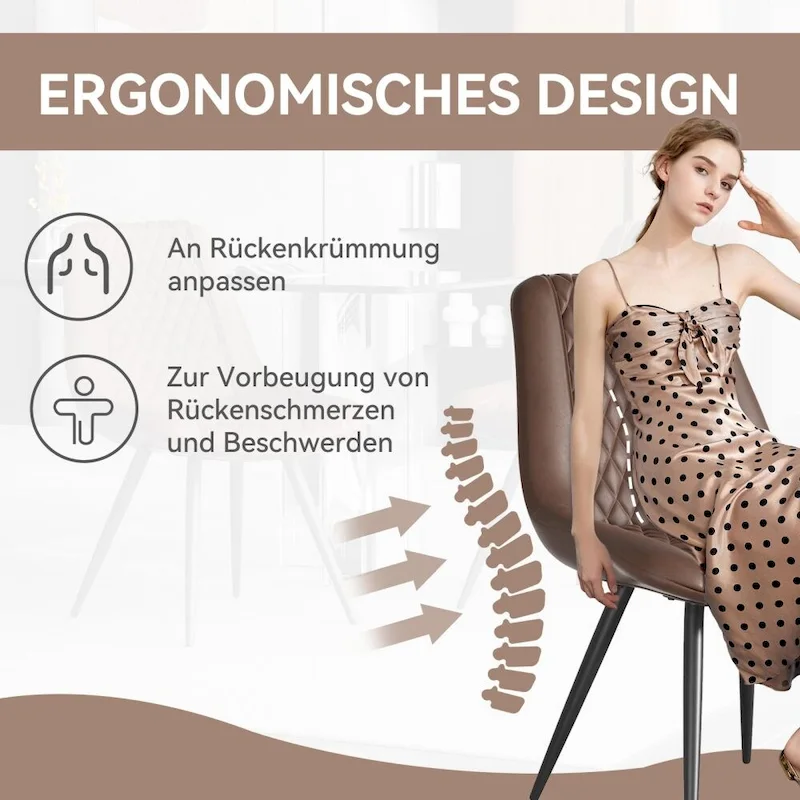 Leather Dining Chair with Metal Legs