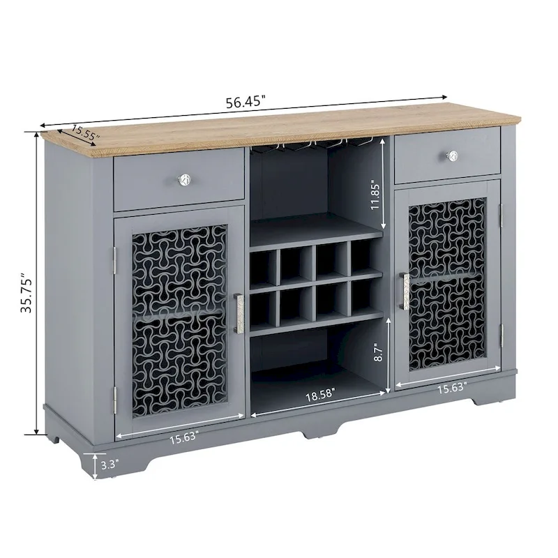 Modern Farmhouse Buffet Cabinet,Sideboard with Drawers and Glass Door