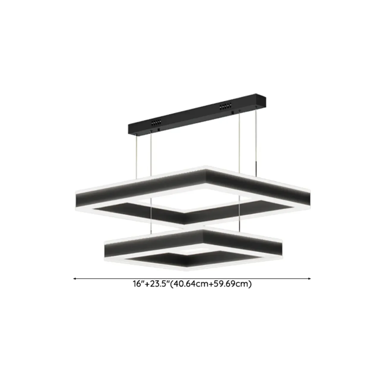 Modern 3-Tier Linear Square Dimmable LED Chandelier