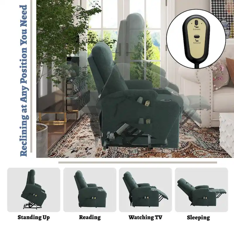 Clihome Soft Upholstered Electric Massage Recliner with Cup Holder