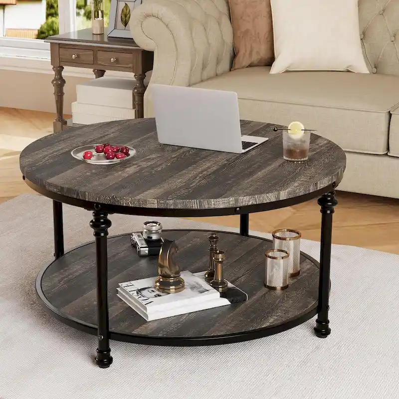 Round Coffee Table 30.31 Industrial Center Table