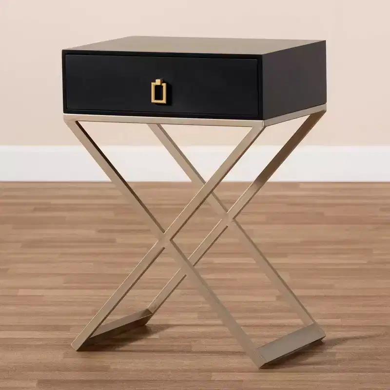1 Drawer Patricia Brass Tone Metal Nightstand - Baxton Studio