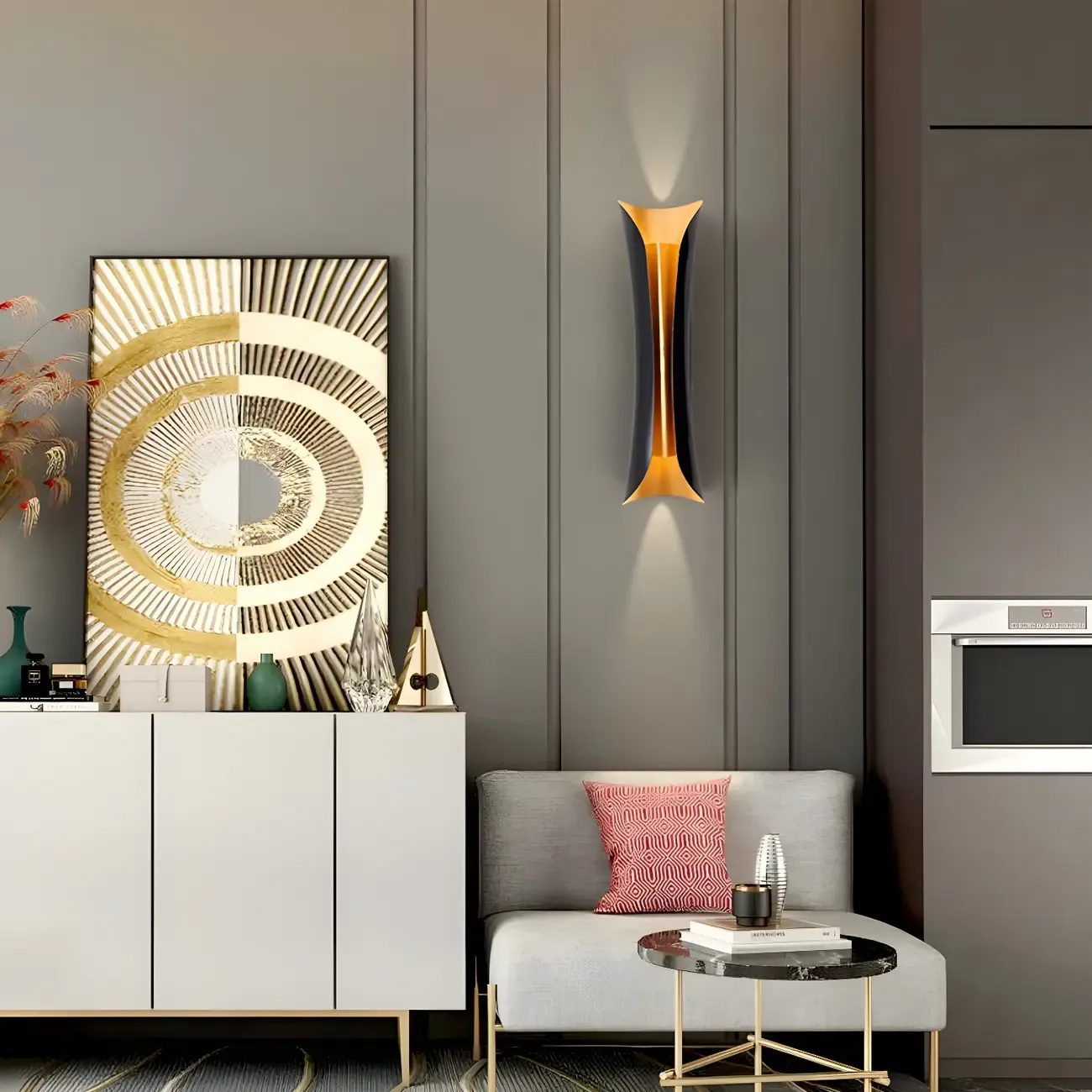 Black Metal Modern Curve Up Down Wall Sconce