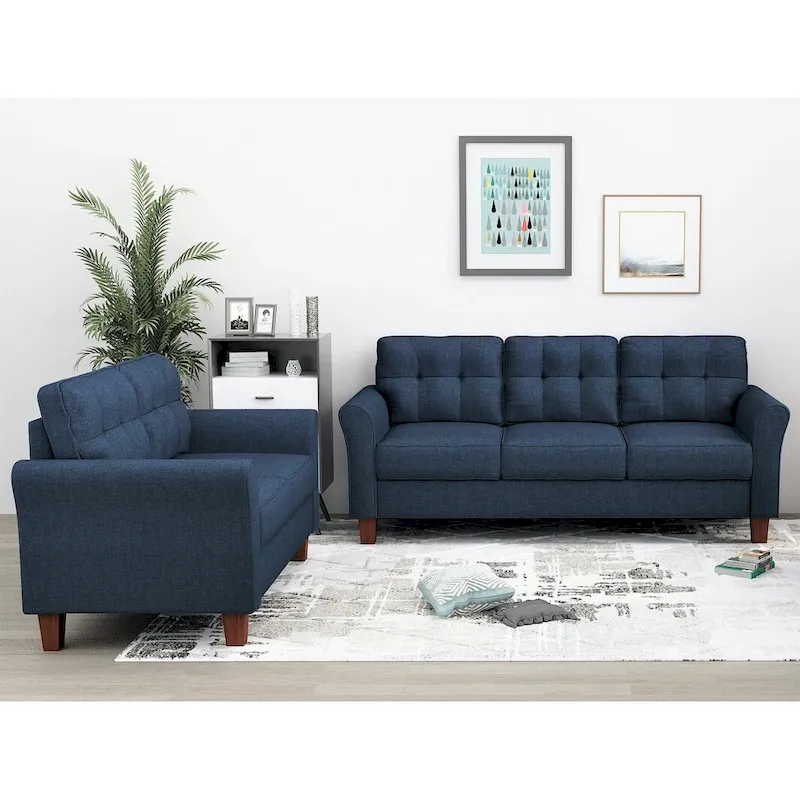 Kouchouk Tufted Mid Century 2 Piece Living Room Set- Loveseat & Sofa