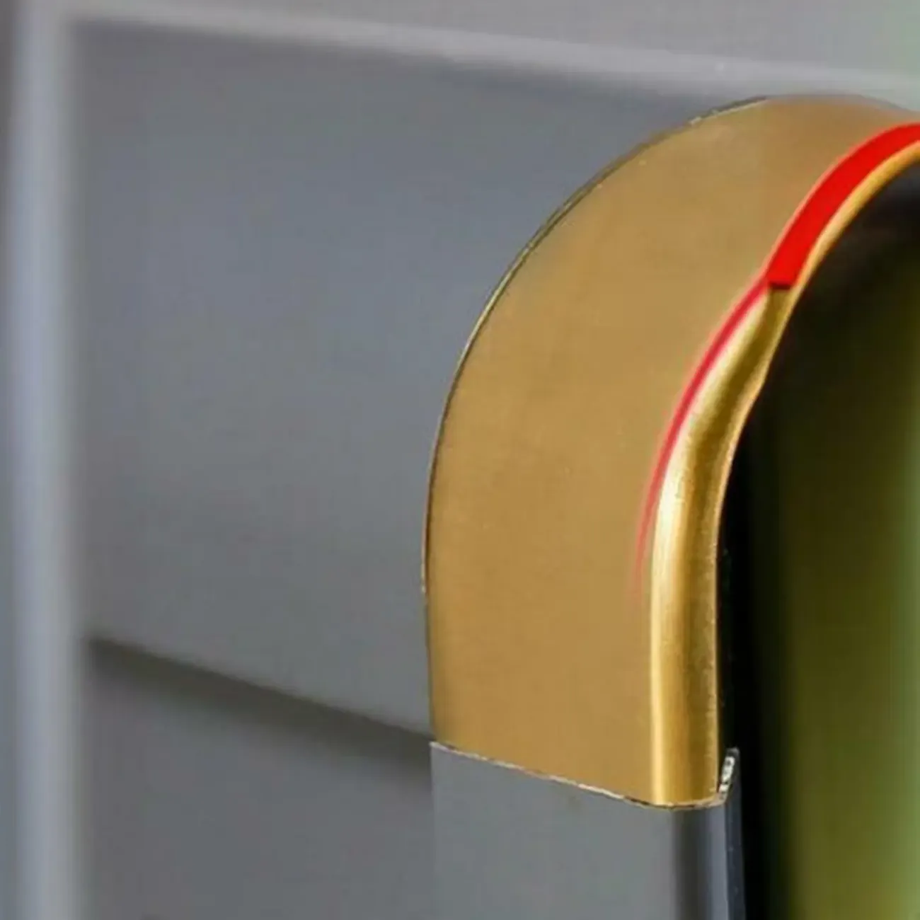 Luxury Grey Metal Entryway Shoe Cabinet with Gold Trim