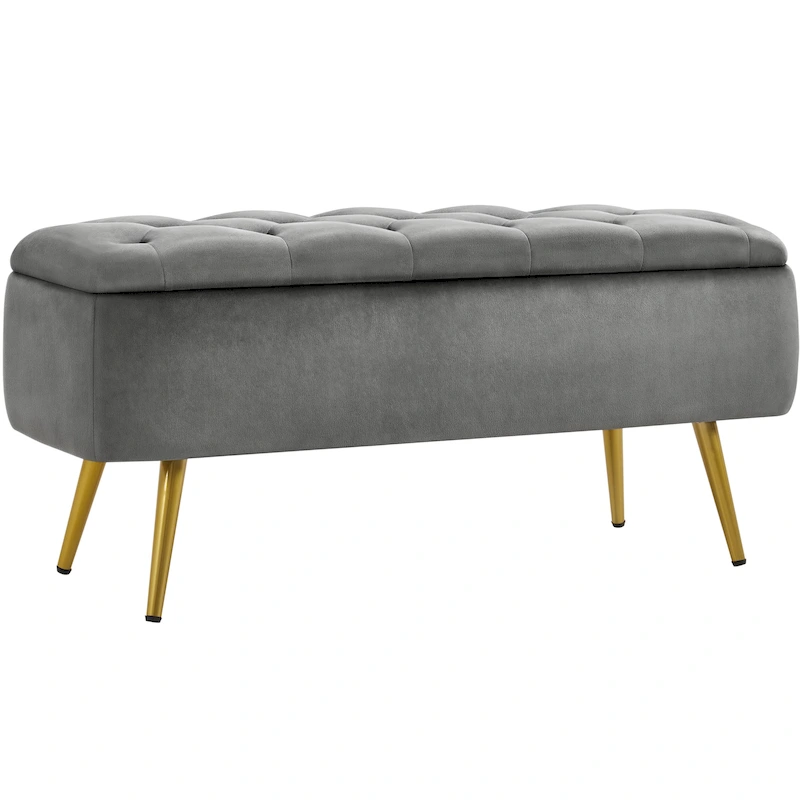 Yaheetech Modern Upholstered Ottoman Footstool Bench with Storage - 42.7