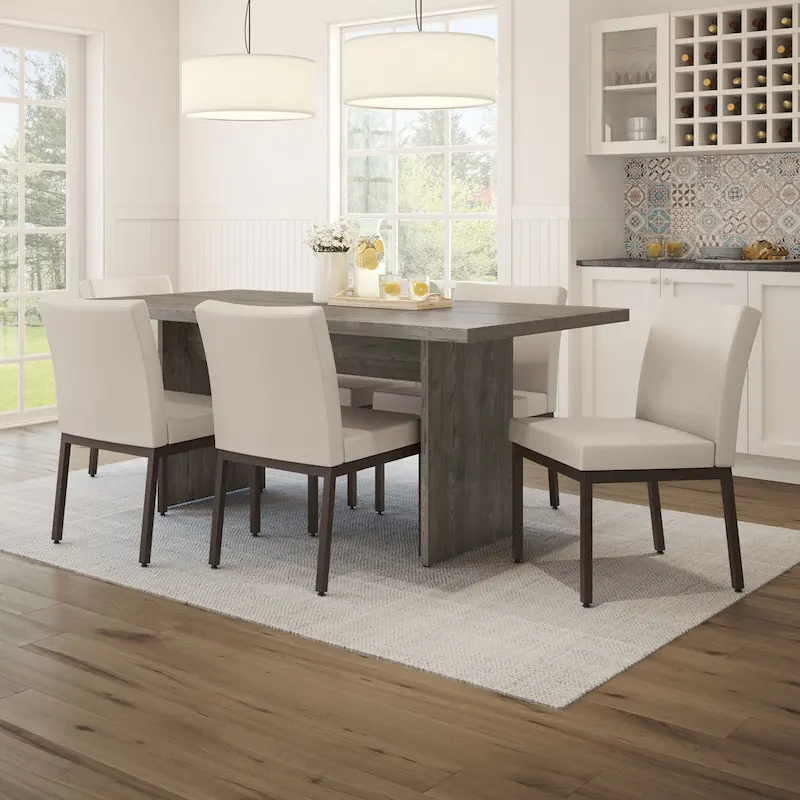 Amisco Jeffrey 72 Table and Perry Chairs 7-Pieces Dining Set