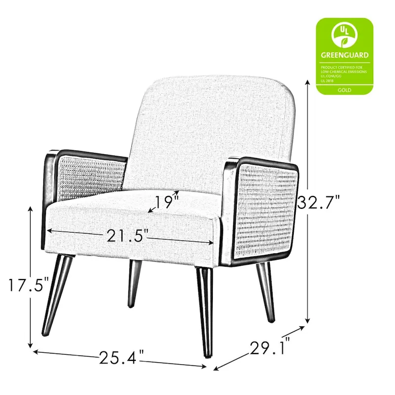 Carmina Modern Bohemian Upholstered Accent Armchair with Wood Legs Set of 2 by HULALA HOME