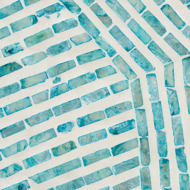 Draven Modern Bohemian White and Blue Mother of Pearl End Table